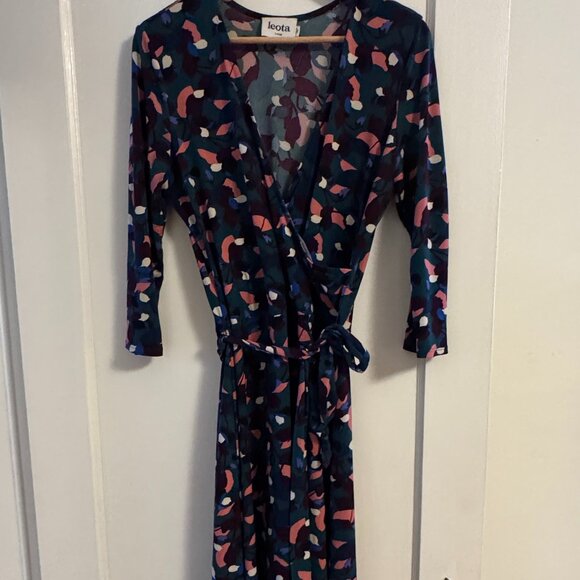 Leota Wrap Dress - Size Large - Teal Floral - Picture 2 of 6